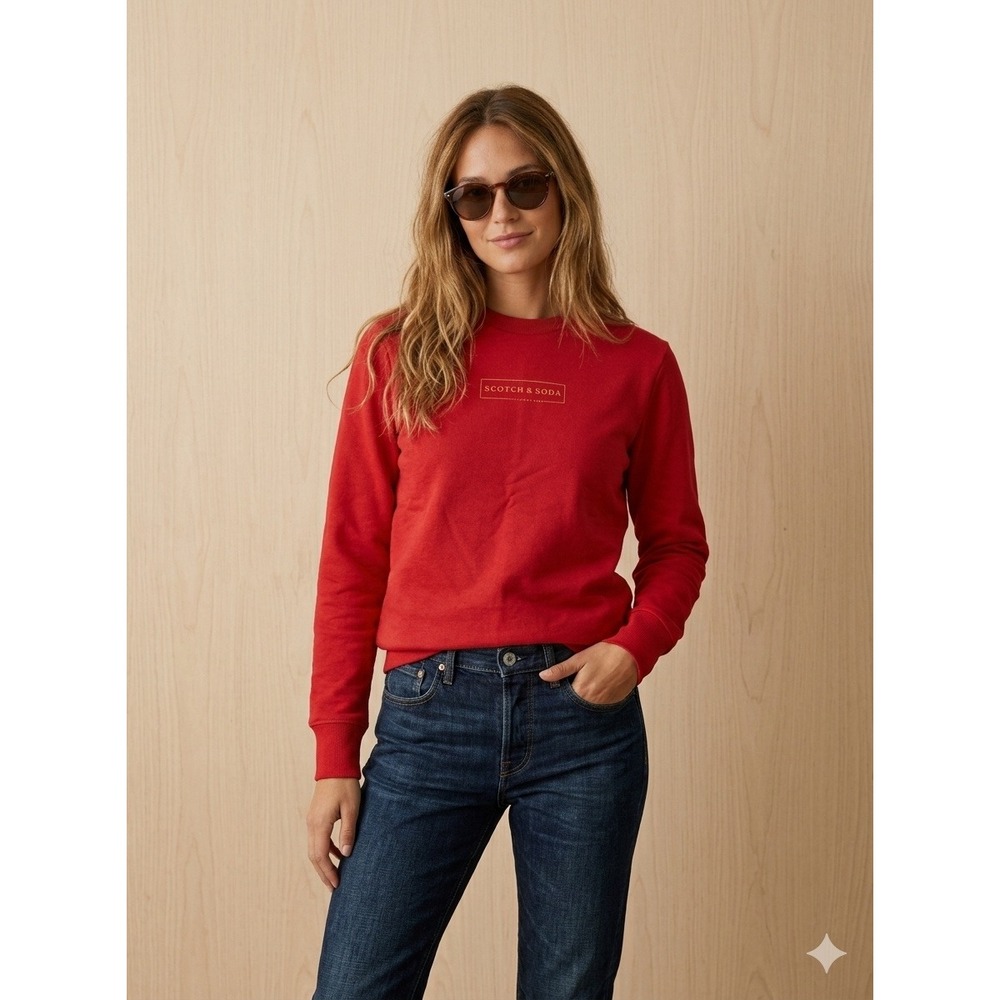 Scotch & Soda Club Nomade Red Crewneck Sweatshirt Size XL